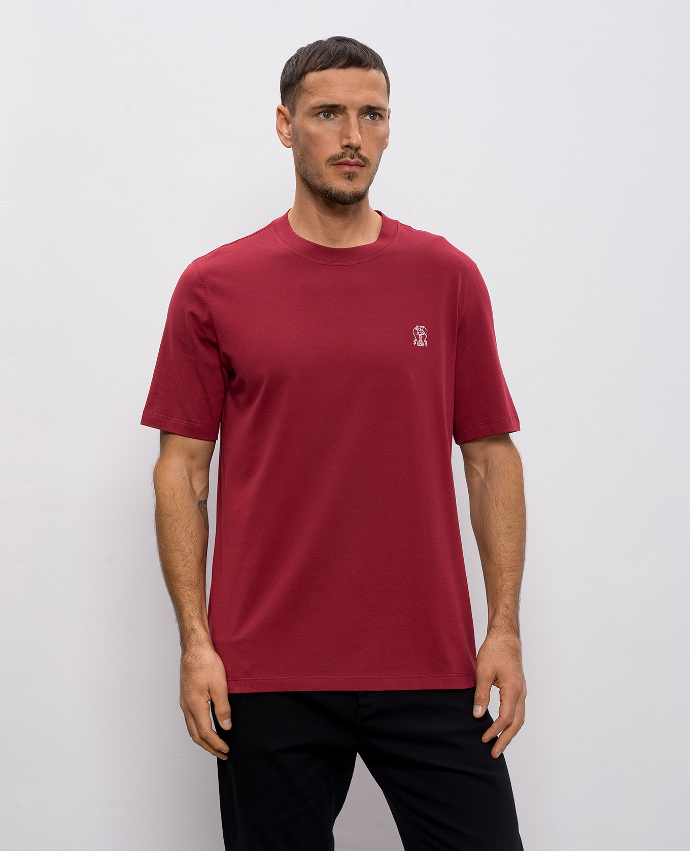 

Burgundy t-shirt with logo print Brunello Cucinelli