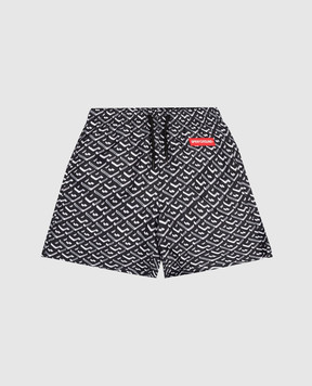 Sprayground Kids' black swim shorts with monogram logo print SPY1305BLK