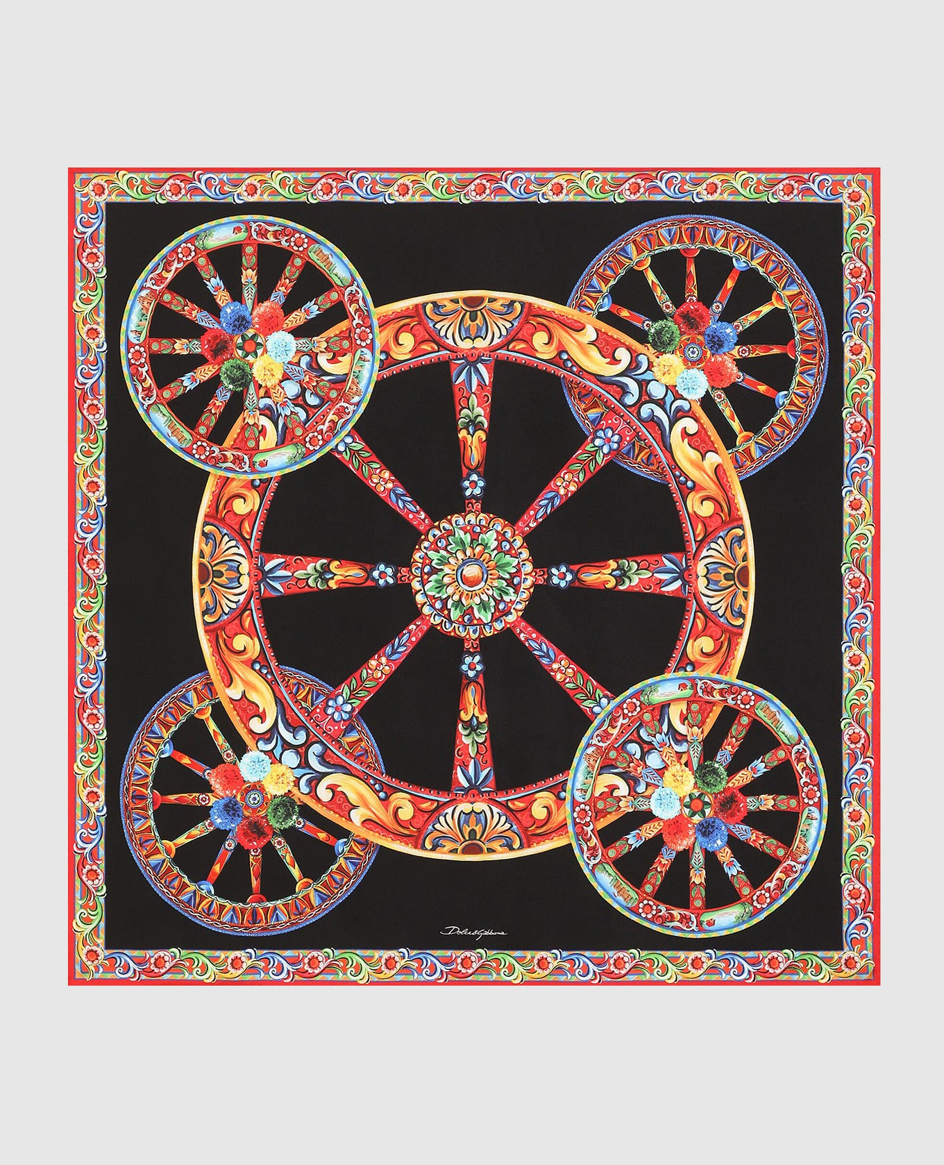 Black silk scarf with branded print