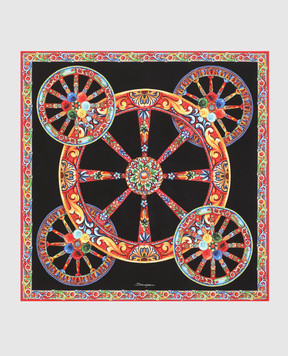 Dolce&Gabbana Black silk scarf with branded print FN090RGDDU5