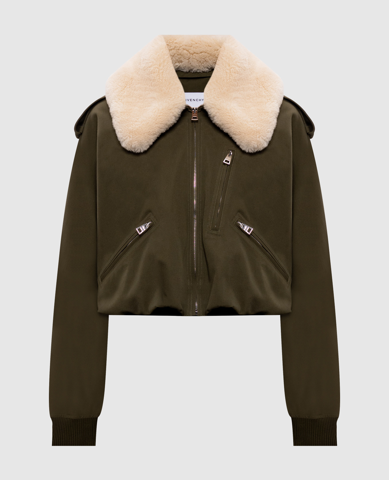 

Khaki wool jacket with removable fur Givenchy