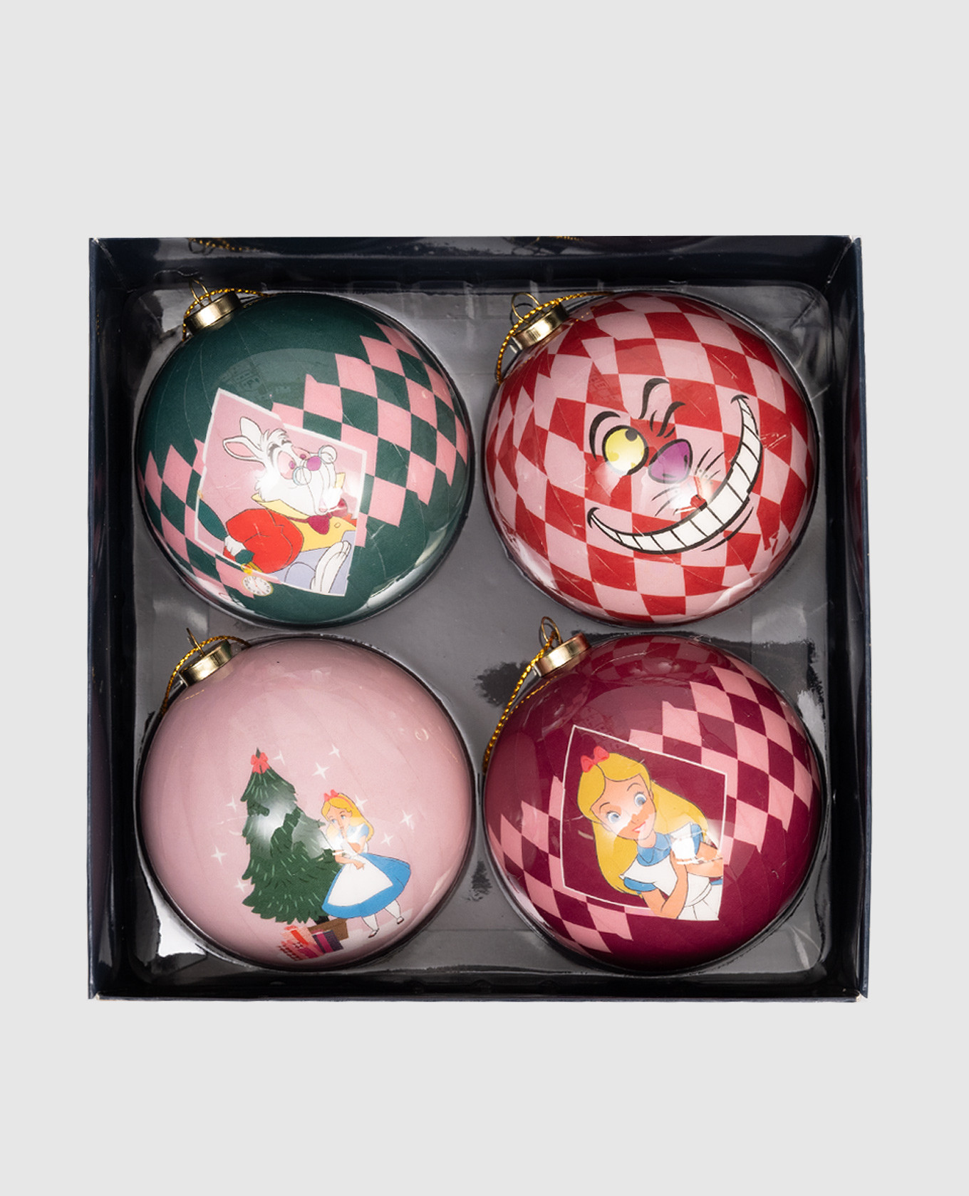 

Set of Christmas tree balls Alice in Wonderland 4 pcs Disney, White