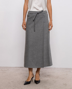 Peserico Gray wool and cashmere pleated skirt A05736A03358