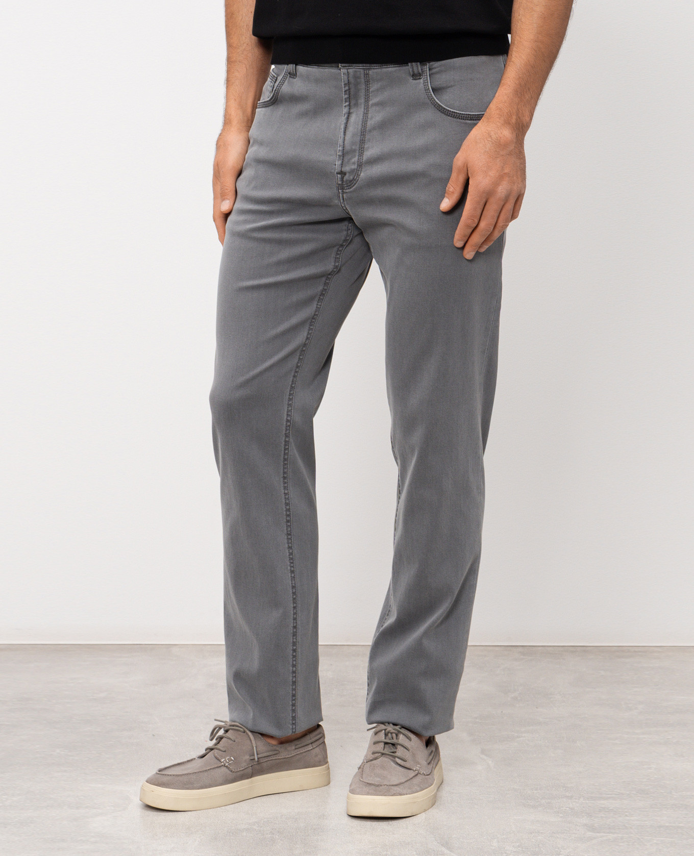 

Grey jeans with logo patch Stefano Ricci