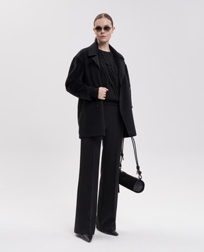 Twinset Black double-breasted coat with wool 262TP2490