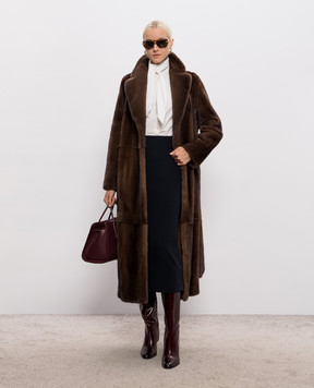 Rindi Brown mink fur coat with a smell 042VS026