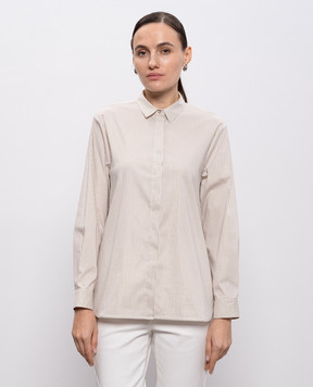 Peserico Beige striped shirt with lurex S06870D00662