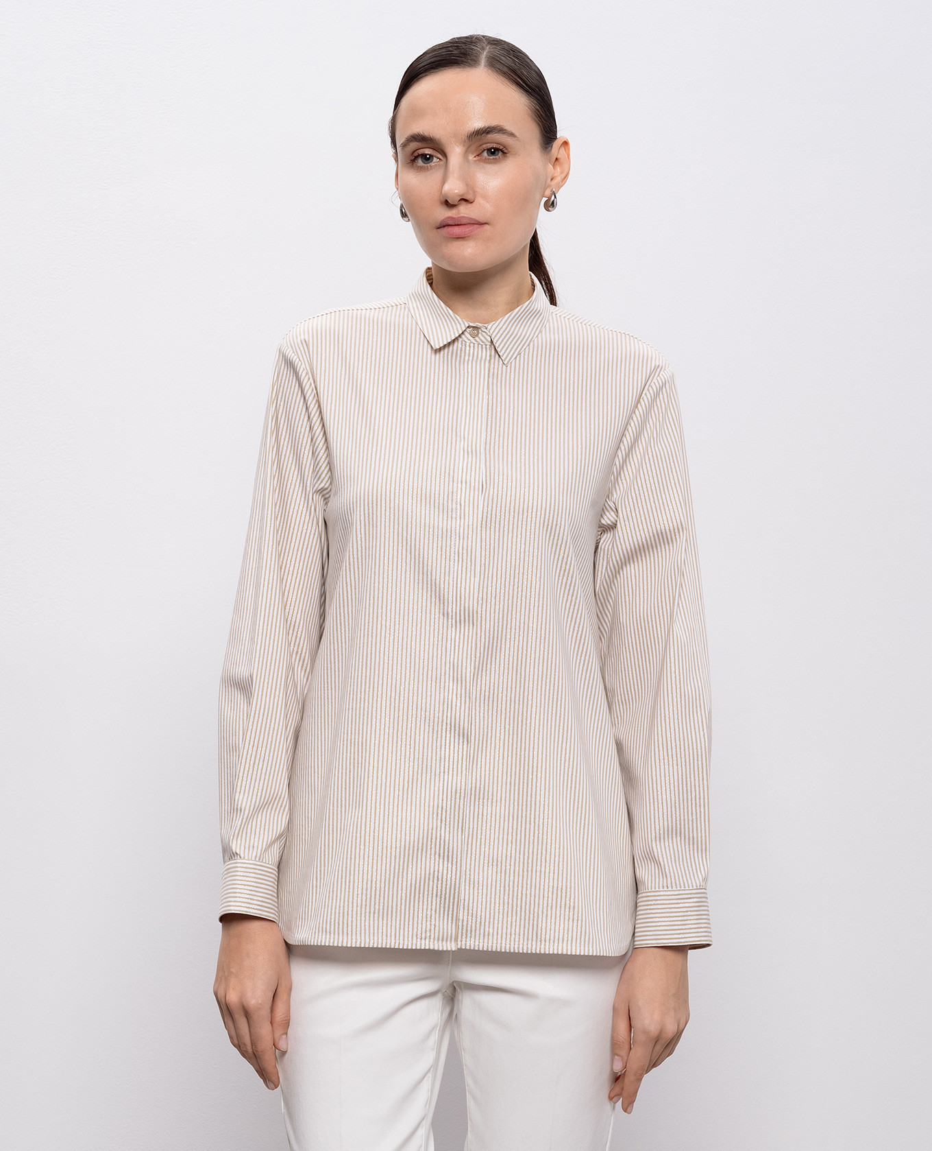 

Beige striped shirt with lurex Peserico