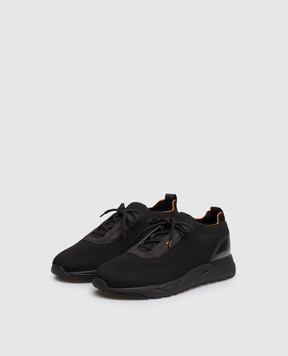 Santoni Black sneakers with logo print MBIO21601NERNHOD