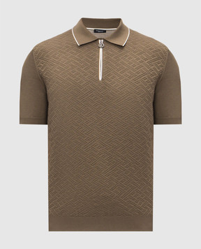 Stefano Ricci Khaki silk polo shirt K616452P31F26117
