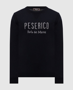 Peserico Blue wool sweater with logo pattern R59434F079044D