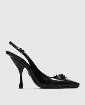 Dolce&Gabbana Black leather slingbacks with bow CG1101A1037
