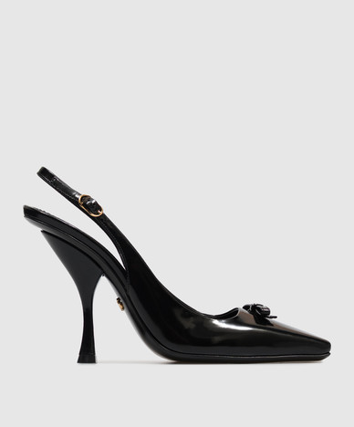 Escarpins noirs en cuir avec nœud