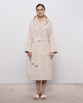 Missoni Home Beige terry bathrobe Chalk with branded pattern 1D3AC99718