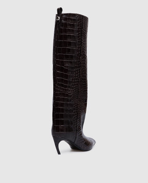 The Attico Lea brown leather boots with crocodile embossing 261WSH00879LBT155PR