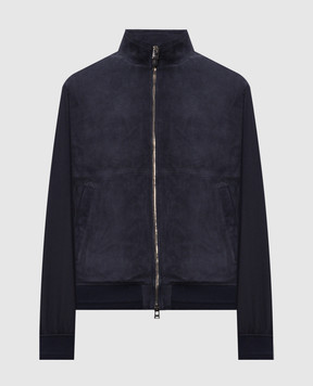 Canali Blue suede combination jacket LE00328O70523