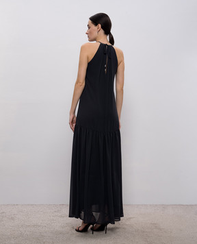 Peserico Black maxi dress with monil chain A0205807309
