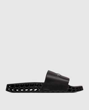 Stefano Ricci Black perforated sliders with textured logo UT50G777WY