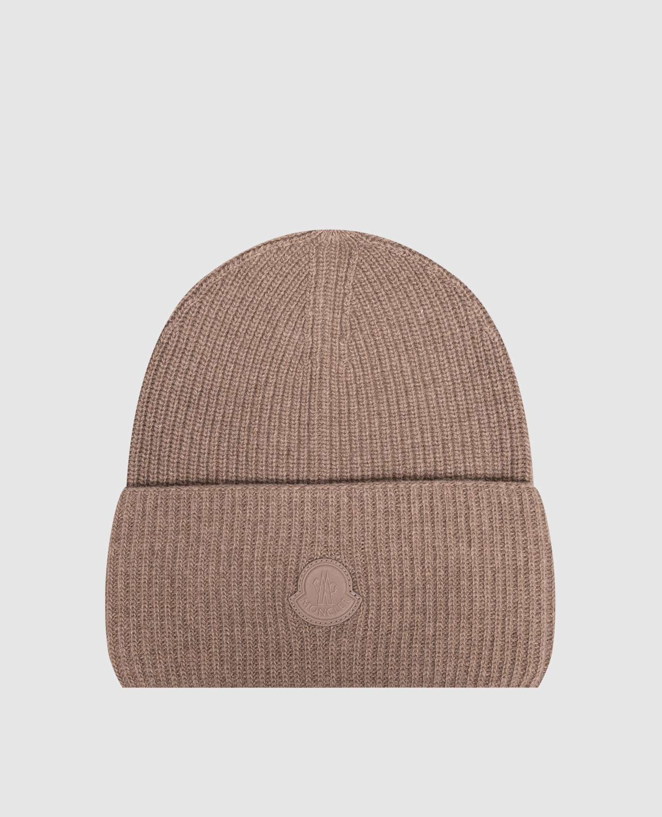 Brown wool and silk hat with logo patch