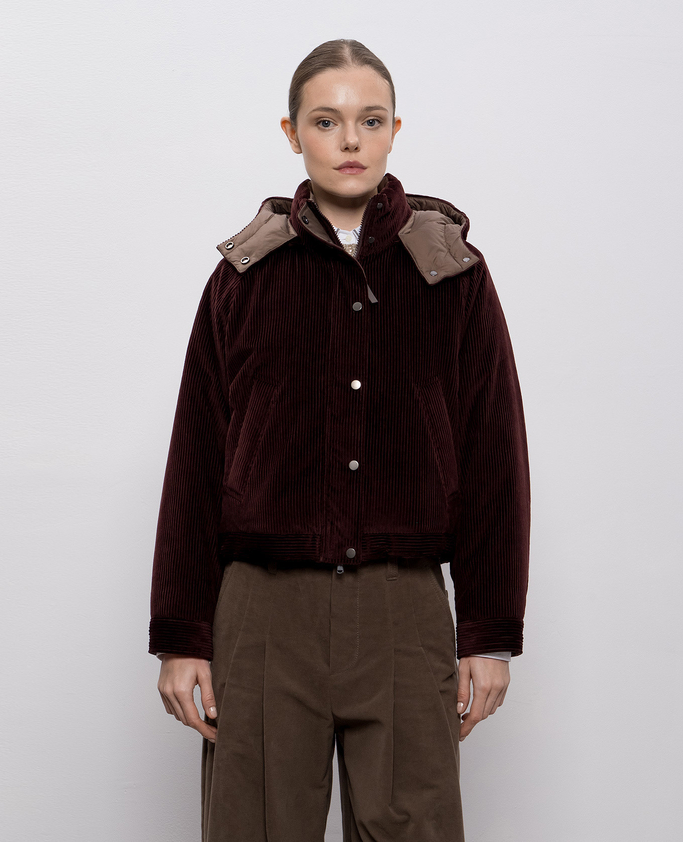 

Burgundy corduroy down jacket Brunello Cucinelli