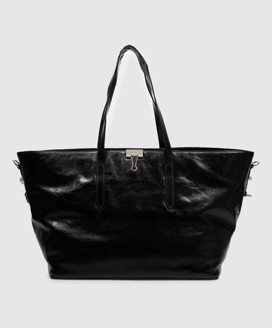 Black glossy leather Binder bag