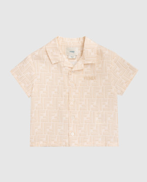 Fendi Children's beige linen shirt with logo embroidery BUC013AY8C