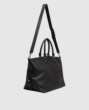 Serapian Black leather travel bag with logo SRCMOMTR707545C001
