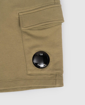 C.P. Company Children's khaki shorts with logo patch CPQ002LCA691014
