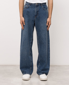 Palm Angels Blue jeans with logo print PMYA049S26DEN00A