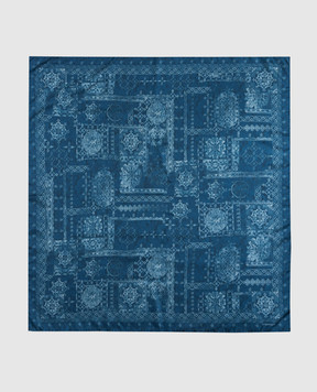 Momoni Blue printed silk scarf MOSC001MO52A