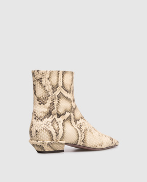 Paris Texas Beige leather boots BETTINA with reptile leather embossing PX1561XPTML