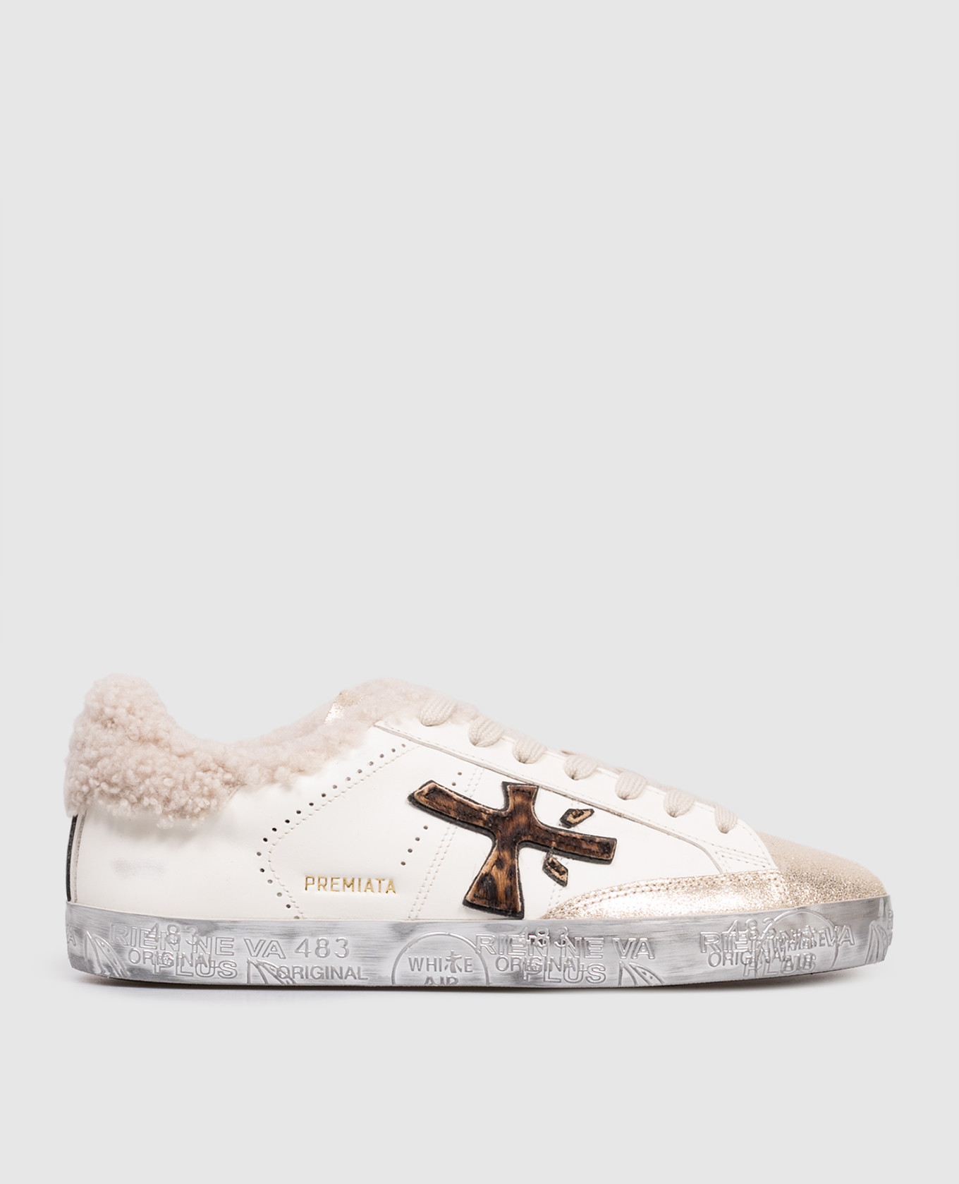 

STEVEND white leather sneakers with fur Premiata