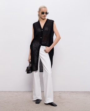 Intoca Black elongated linen vest 261LILLVEL0103