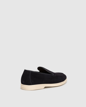 Doucal's Blue suede loafers with logo DU3413NWMAUY009