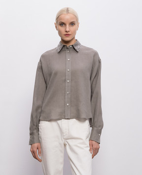 Brunello Cucinelli Khaki linen shirt MA698RH306