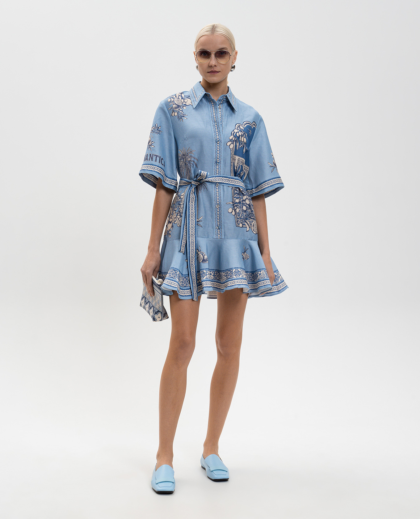 

Villa Romantica blue shirt dress with linen Alemais, Light blue
