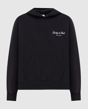 Sporty & Rich Black insulated hoodie with logo print ST09571329BA02