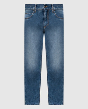 Dolce&Gabbana Blue jeans with embroidered monogram logo GYJCCZG8OW2