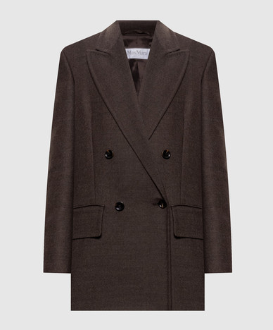 PULVINO bruine double-breasted wollen jas