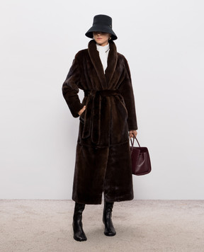 Rindi Dark brown mink fur coat with a smell 061VS026