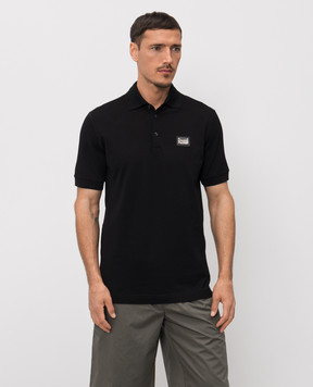 Dolce&Gabbana Black polo with logo patch G8PL4TG7P1D