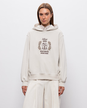 Brunello Cucinelli Ivory embroidered hoodies MN05NB2X09
