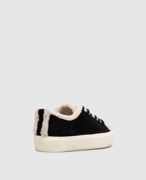 Inuikii Black suede sneakers with fur trim 10010010242