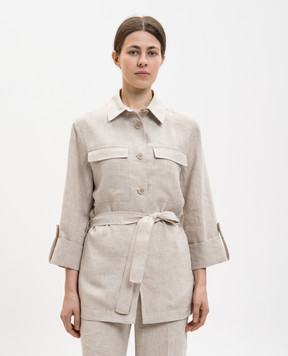 Peserico Beige linen shirt with belt S01225A02629