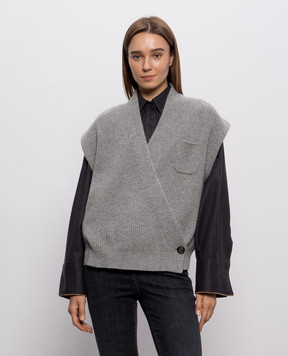 Brunello Cucinelli Gray cashmere vest M12724316P