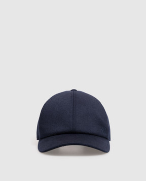 Stefano Ricci Blue cashmere cap with monogram embroidery MCV63NV11FC0001T