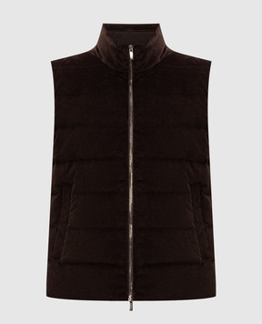 Peserico Brown corduroy down vest R53552VA7958