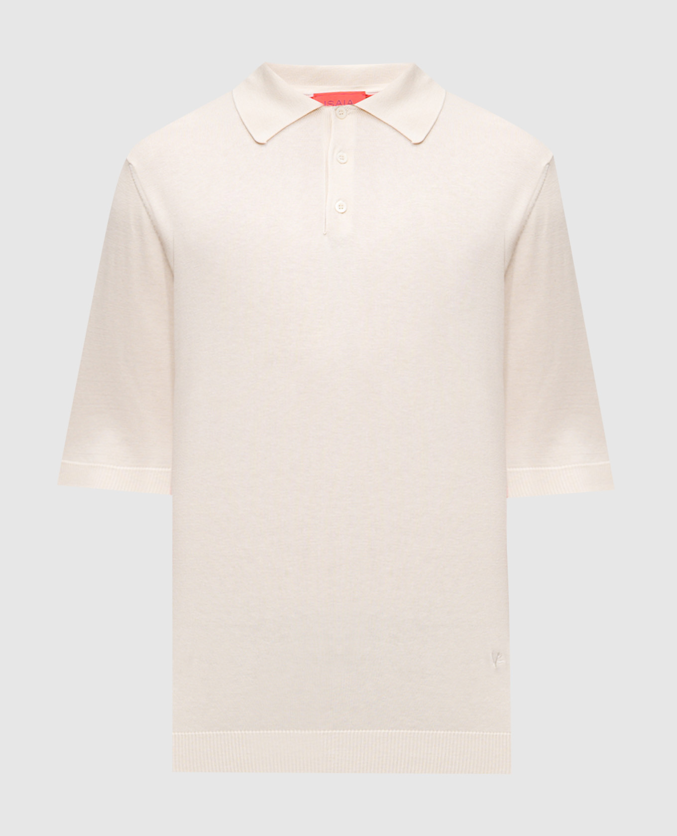 Beige silk polo shirt