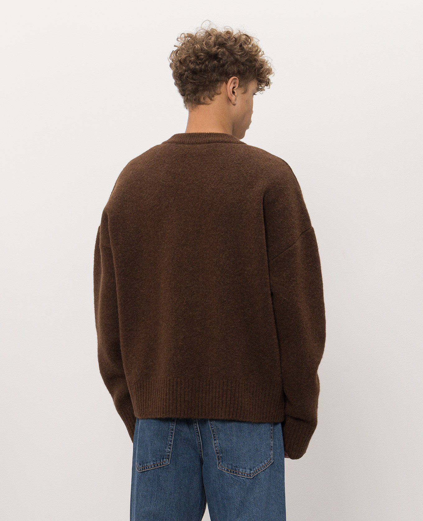 Brown cardigan with Ami de Coeur pattern Ami Paris 4
