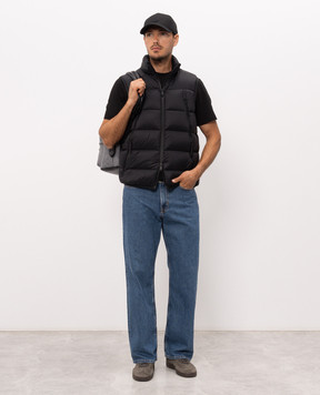 Moncler Black T-shirt with textured logo L20918C0001189AUG